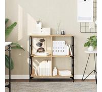 Libreria Rovere Sonoma 78.5x33x82 cm Industrial Bookshelf, Multilayer Wood & Steel Storage Shelf with 4 Compartments for Living Room Office, Rustic Oak Finish, Wall Mountable Space Saving Design