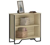 Libreria Rovere Sonoma 80x31x74. 5 cm Modern Bookcase with 2 Open Compartments, Sturdy Multilayer Wood Shelf for Living Room & Bedroom, Metal Feet, Wall Mountable Storage Furniture Sonoma Oak Finish