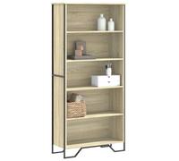 Libreria Rovere Sonoma Bookshelf 80x31x169 cm in Truciolato Wood, Modern Rustic Style for Living Room & Bedroom, Sturdy Storage Shelf with 5 Adjustable Shelves, Easy Assembly Home Decor Furniture