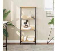 Libreria Rovere Sonoma Wooden Bookshelf 50x33x117.5 cm Industrial Style with 3 Shelves for Home & Office, Sturdy Multilayer Plywood & Steel Frame, Wall Mountable Storage Unit