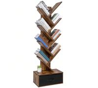 Libreria Scaffale 10 Ripiani Inclinati in Legno MDF Effetto Anticato con Cassetto in Tessuto Design Moderno Industriale per Soggiorno Salotto Casa Ufficio Dimensione 149 x 38 x 20 cm Tieni sempre in o