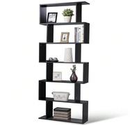 Libreria Scaffale 6 Ripiani in Legno Design Zig Zag Moderno per Soggiorno Salotto Casa o Ufficio Dimensione 80 x 24 x 190 cm Tieni sempre in ordine i tuoi libri preferiti e i tuoi complementi d'arredo