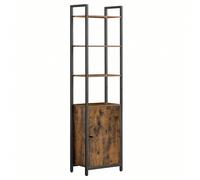Libreria Scaffale a 6 Ripiani, Libreria Verticale con Anta, Struttura in Metallo, Ripiani Regolabili, 24 x 40 x 159,5 cm, Salotto Camera da Letto, Nero Ebano e Nero Inchiostro/Marrone Vintage e Nero I