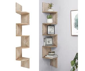 Libreria Scaffale Angolare Mensola a 5 Ripiani, Mensole Angolare Moderno, Libreria da Parete Legno, Scaffale Angolare a Parete a 5 Ripiani, Portaoggetti Mensola da Parete, 20×20×123 cm (Rovere)