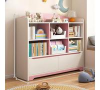 Libreria - Scaffale angolare per casa, ufficio, camera da letto, design pannello posteriore per esposizione e organizzazione, stile ad angolo arrotondato