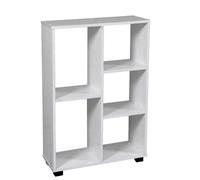 LIBRERIA SCAFFALE BASSO MODERNA 5 RIPIANI MENSOLE ROVERE SBIANCATO 876024 CM