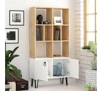 LIBRERIA SCAFFALE CON 2 ANTE ROVERE BIANCO VANI CUBO A GIORNO 80x30x166h CM