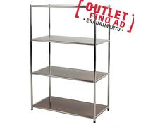 Libreria Scaffale cromato con 4 ripiani MARRONE Dimensioni 40x80xh120 cm Cromo con piedini regolabili marrone