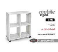 LIBRERIA SCAFFALE CUBO MOBILETTO BASSO MOBILE MODERNO BIANCO LEGNO 686024cm