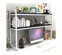 Libreria Scaffale da scrivania a 2 livelli Organizzatore da scrivania multiuso, ripiano da appoggio in legno e metallo for soggiorno, ufficio, cucina, L45,2 X P 9,8 x A 35,4 pollici Camera da letto