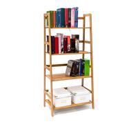 Relaxdays Libreria in bambù, Legno, 4 Mensole, H x L x P: 120 x 57 x 31 cm, Scaffale Bagno, Scarpiera da Terra, Naturale