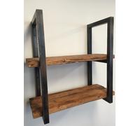 Libreria scaffale in legno e ferro 2 ripiani industriale vintage