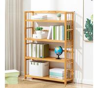 Libreria scaffale,Libreria in bambù a 4 strati,libreria da terra,Libreria verticale,Libreria verticale a colonna da terra,Ripiani regolabili, Libreria bassa,Facile da installare,Colore del legno