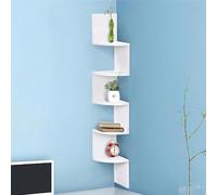 Libreria Scaffale Mensole da Parete Angolare Design Moderno in Melamina Effetto Legno con 5 Ripiani ad Angolo Dimensioni 123 x 20 cm (Bianco) Dona un tocco di stile e design all'arredamento di casa tu
