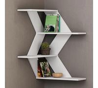 Libreria Scaffale Mensole Parete Angolare Moderna 4 Ripiani Angolo Bianco Legno