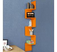Libreria Scaffale Mensole Parete Angolare Moderna 5 Ripiani ad Angolo Arancione