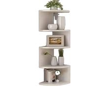 BAKAJI Libreria Scaffale Mensole da Parete Angolare Design Moderno in Melamina Effetto Legno con 5 Ripiani ad Angolo Dimensioni 123 x 20 cm (Bianco)