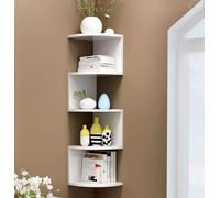 BAKAJI Libreria Scaffale Mensole da Parete Angolare Design Moderno in Melamina Effetto Legno con 5 Ripiani ad Angolo Dimensioni 123 x 20 cm (Bianco)