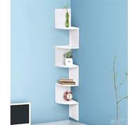 BAKAJI Libreria Scaffale Mensole da Parete Angolare Design Moderno in Melamina Effetto Legno con 5 Ripiani ad Angolo Dimensioni 123 x 20 cm (Bianco)