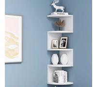 Libreria Scaffale Mensole Parete Angolare Moderna 5 Ripiani ad Angolo Bianco