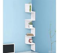 BAKAJI Libreria Scaffale Mensole da Parete Angolare Design Moderno in Melamina Effetto Legno con 5 Ripiani ad Angolo Dimensioni 123 x 20 cm (Bianco)