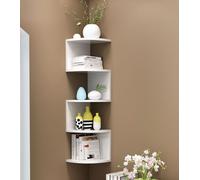 Libreria Scaffale Mensole Parete Angolare Moderna a Ripiani ad Angolo Bianco