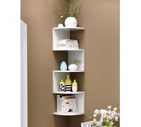 Libreria Scaffale Mensole Parete Angolare Moderna a Ripiani ad Angolo Bianco