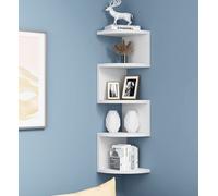 Libreria Scaffale Mensole Parete Angolare Moderna a Ripiani ad Angolo Bianco