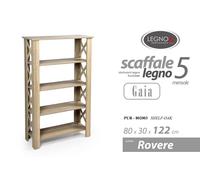 LIBRERIA SCAFFALE MODERNA 5 MENSOLE RIPIANI MOBILE LEGNO ROVERE MOBILE 1228030
