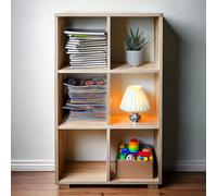 LIBRERIA SCAFFALE MODERNA LEGNO RIPIANI CUBI MENSOLE PARETE DESIGN CASA UFFICIO