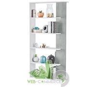 LIBRERIA SCAFFALE MODERNO DESIGN ALIDA 90X25X180H BIANCO CEMENTO 5 RIPIANI