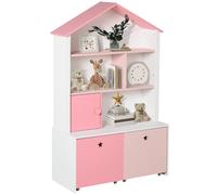 Libreria Scaffale Portagiochi Rosa Per Cameretta Bimbi E Ragazzi Con 2 Cassetti Estraibili, 80 X 34 X 130 cm