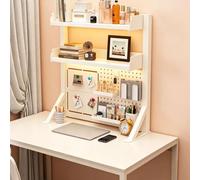 Libreria Scrivania con Pannello Perforato e 25 Accessori,Scaffale da Tavolo | Mensola Scrivania 2/3 Livelli Salvaspazio in Metallo,Organizer Scrivania per Casa,Studio,Ufficio(3-Tier L80cm/31.5in)