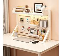Libreria Scrivania con Pannello Perforato e 25 Accessori,Scaffale da Tavolo | Mensola Scrivania 2/3 Livelli Salvaspazio in Metallo,Organizer Scrivania per Casa,Studio,Ufficio(Large 2-Tier L100cm/39.4in)