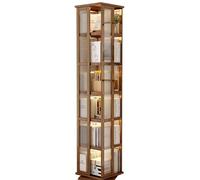 libreria, Semplice libreria girevole da pavimento Ripiani multistrato for uso domestico Ingombro ridotto e facile riporre(Walnut Brown)