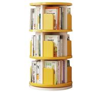 libreria, Semplice libreria girevole, scaffale portaoggetti multilivello da pavimento, decorativo for soggiorno, adatto for aule, ufficio, camera letto(Yellow,91 * 40cm)