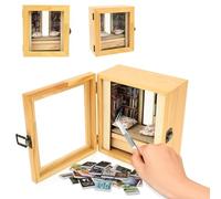 Libreria "Shake Away Your Anxiety", mini libreria e 200 mini libro in legno, libreria in miniatura per alleviare lo stress, vetrina, ornamento, regalo per amanti dei libri e ansiosi