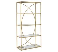 Libreria Stile Glamour 90x38x180 Oro Con Ripiani A Specchio Glamy