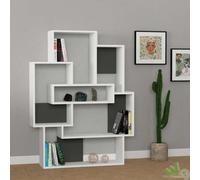 LIBRERIA STILE MODERNO BIANCO ANTRACITE 101x22x132h CM 7 RIPIANI DESIGN SCAFFALE