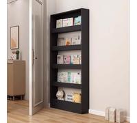 Libreria Stretto Dietro la Porta, Scaffale a Terra con 5 Ripiani Aperti, Scaffali Espositivo per Soggiorno, Sala Studio, Cucina, Salvaspazio, Legno