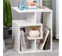 BAKAJI Libreria Bassa Scaffale 4 Ripiani in Legno MDF Tavolino Caffè Laterale Divano Design Moderno Arredamento per Soggiorno Salotto Casa o Ufficio Dimensione 45 x 40 x 55 cm (Bianco)