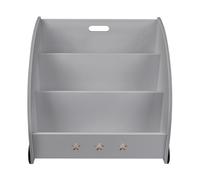 Libreria trapezoidale a 3 ripiani per bambini, con scomparti aperti e 3 cestini, perfetta per la stanza dei bambini, libri e giocattoli, 62 x 42 x 57 cm (1 pezzo)