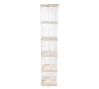 Libreria Trasparente Girevole con Display a 360°, Scaffale per Libreria da Terra, Scaffale ad Angolo Salvaspazio con Grande Capacità, Organizzatore per Scaffali Bianco Crema per (Quadrato a 5 livelli)