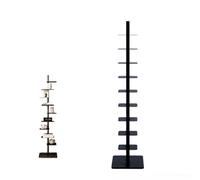 Libreria verticale a 9 livelli con colonna vertebrale verticale a torre, montaggio a parete, per piccoli spazi, decorazione per ufficio fai da te, libreria aperta, scaffale angolare (nero, 40,1 cm P x