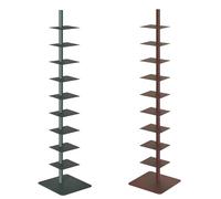 Libreria verticale a 9 ripiani con dorso in metallo, alta e stretta, per piccoli spazi, elegante design ad angolo, ideale per casa, ufficio e esposizione di libri (rosso scuro)