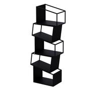 Libreria Verticale a Colonna da Terra, Libreria Angolare per Camera da Letto in Ferro, Adatta per Camera da Letto/Ufficio/Angolo, Libreria da Terra per Soggiorno, Libreria Piccola(Color:Black,Size:48x