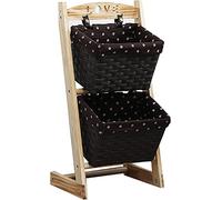 Libreria verticale a torre con cestini in vimini, supporto decorativo per giocattoli, cibo, snack e libri, marrone (35,5 x 28 x 71 cm)