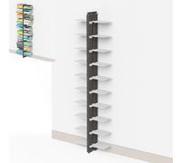 Libreria verticale DOPPIA Fissaggio a parete ZIA BICE 17x42xh 155 cm con struttura e bacchette in legno massello di faggio evaporato colore NERO. Mensole in acciaio smaltato nero