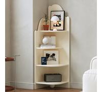 Libreria verticale moderna a torre, libreria angolare autoportante con ripiani aperti per una facile conservazione ed esposizione in piccoli spazi