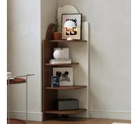 Libreria verticale moderna a torre, libreria angolare autoportante con ripiani aperti per una facile conservazione ed esposizione in piccoli spazi